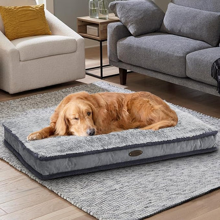 Dog Bed for Medium Dogs Breeds, Deluxe Plush Dog Crate Beds, Comfy Kennel Pad, Pet Sleeping Mat, Waterproof, Removable and Machine Washable Cover & Non-Slip Bottom, 36"X23" Grey