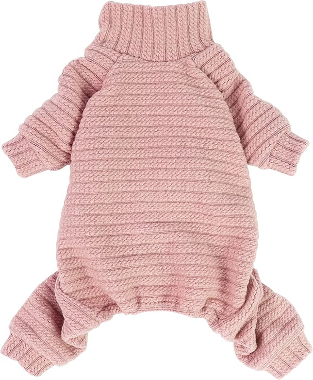 Fitwarm Turtleneck Knitted Dog Sweater Puppy Pajamas Thermal Doggie Winter Clothes Knitwear Pet Coats Cat Apparel Pink XXL