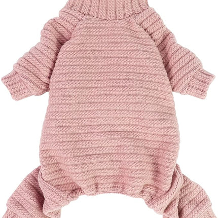 Fitwarm Turtleneck Knitted Dog Sweater Puppy Pajamas Thermal Doggie Winter Clothes Knitwear Pet Coats Cat Apparel Pink Medium