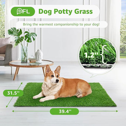 Artificial Dog Grass Pee Pad 39.4”x 31.5” 1 Pack - Professional Indoor Outdoor Potty Training Rug - Large Grass Turf Mat with Excellent Drainage - Pet Fake Grass Turf for Patio Lawn Decoration