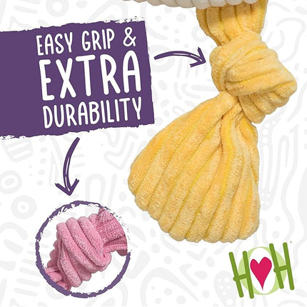 HuggleHounds Knottie Plush Dog Toy - Dog Stuffed Animal Toy, Puppy Toys, Squeaky Dog Toy for Small, Medium & Large Dogs, Durable Plush to Keep Them Busy - Rainbow Unicorn, Small