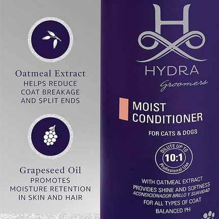 Hydra Professional Moisturizing Dog Conditioner, Oatmeal Hair Conditioner for Dogs and Cats, Suitable for All Breeds and Coat Types, Promotes Shine