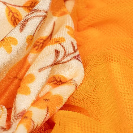 Fitwarm Pumpkin Flower Dog Dress, Thanksgiving Outfit for Small Dogs Girl, Fall Pet Outfit, Beige, Orange, Small