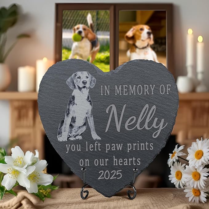 Pet Memorial Stone, Dog Memorial Stone, Dog Memorial Gifts for Loss of Dog, Pet Memorial Gifts, Loss of Pet Sympathy Gift, in Loving Memory Pet - in Memory of Our Hearts - Heart Shaped