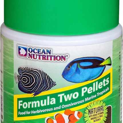 Ocean Nutrition Formula Two Pellets - Fish Food for Herbivorous & Omnivorous Marine Tropical Fish, High Protein(40%) - 3.5 oz (100 g) Small Pellets