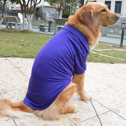 lovelonglong Basic Dog Polo Shirts Premium Cotton, Polo T-Shirts for Large Medium Small Dogs with a Two-Button Collar Blank Color Purple M