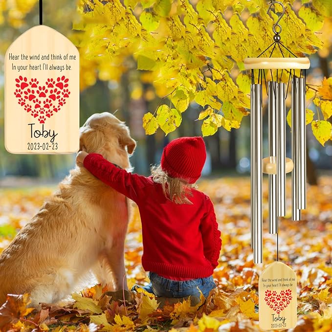 Pet Memorial Gifts, Personalized Pet Memorial Wind Chimes, Pet Loss Gifts, Loss of Pet Sympathy Gift, Dog Memorial Gifts for Loss of Dog, Pet Remembrance Gift in Memory of Dog Cat