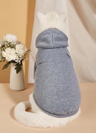 QWINEE 3Pcs Dog Hoodie Cat Apparel Dog Custume Set with Necklace and Sunglasses Pet Clothes for Puppy Small Medium Dogs Cats Grey L