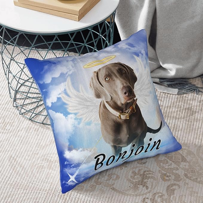 Funnylife Personalized Pet Memorial Throw Pillow with Photo Pet Memorial Gifts for Dogs Cats Loss of Dog Sympathy Gift Dog Bereavement Remembrance Picture Pillow