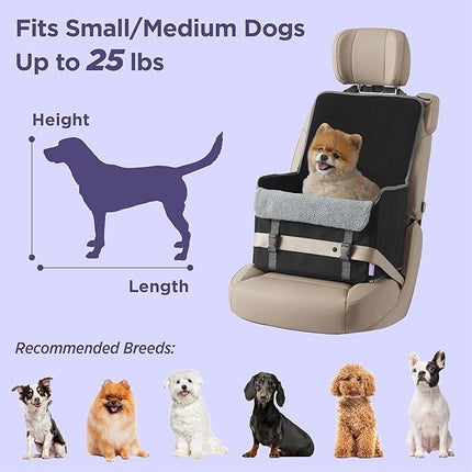 Lesure Dog Car Seat for Small Dogs, Foldable Pet Car Seat with Clip-On Safety Leash, Waterproof Puppy Booster Car Seat for Small Pets Under 25lbs, Portable Doggie Carseat Travel Carrier Bed, Grey