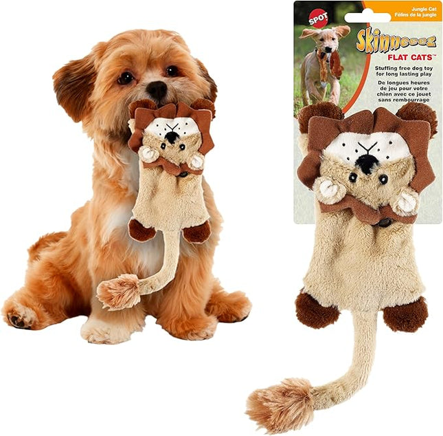 SPOT Skinneeez Flat Cat 11.5 Inch Stuffing-Free Plush Squeaky Dog Toy – Soft Interactive Toy for Mini and Small Dogs – Mess-Free Play for Light Chewers – Assorted Styles