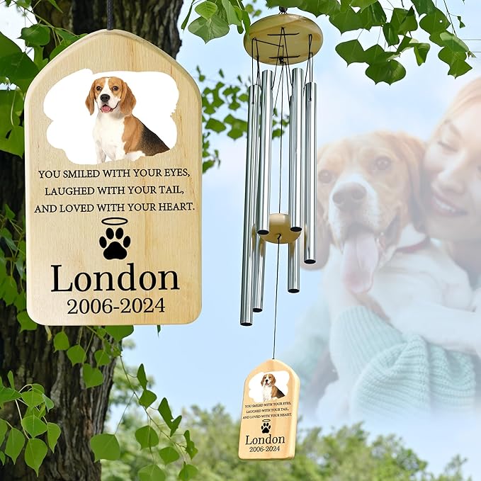 Personalized Pet Memorial Gifts, Pet Memorial Wind Chime, Dog Memorial Gifts, Cat Memorial Gifts, Pet Loss Gifts, Pet Loss Sympathy Gift, Dog Bereavement Gift, Dog Remembrance Gift - Loved Heart