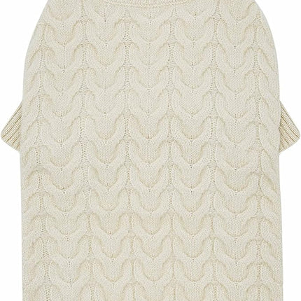 Blueberry Pet Classic Fuzzy Knit Dog Sweater, Pullover Turtle-Neck Christmas Sweater in Ivory, Back Length 10", Super-Soft, Machine Washable