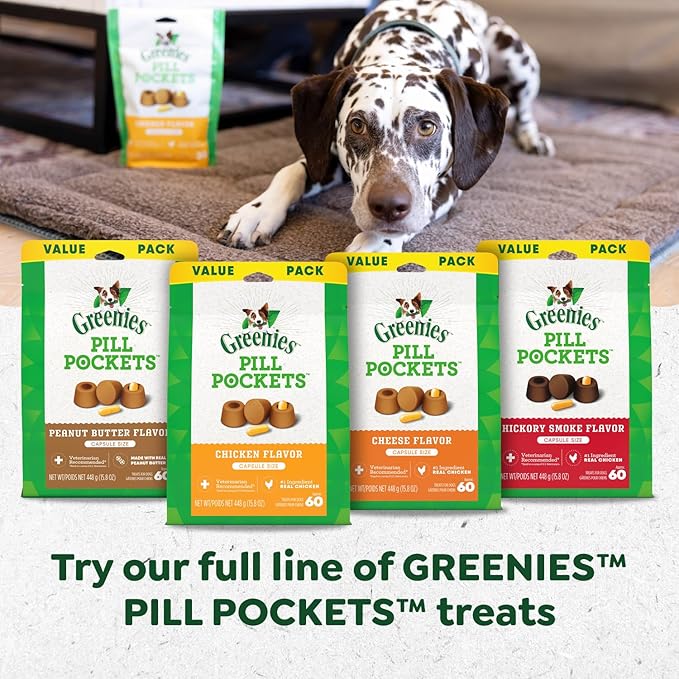 Greenies Pill Pockets for Dogs Large Size, Soft Dog Treats, Chicken Flavor, (6) 7.9 oz. Pouches (180 Treats Total)