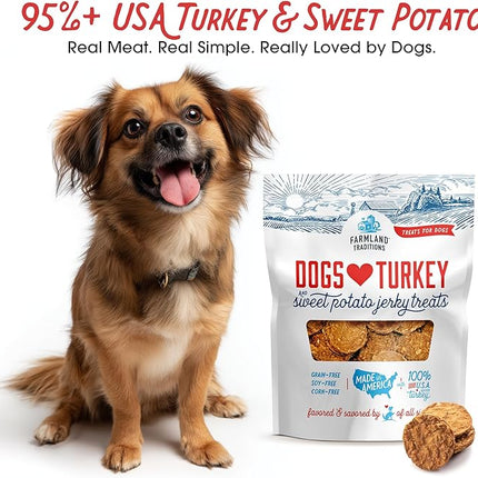 Farmland Traditions Filler Free Dogs Love Turkey & Sweet Potato Premium Jerky Treats for Dogs, 1 lb. Bag