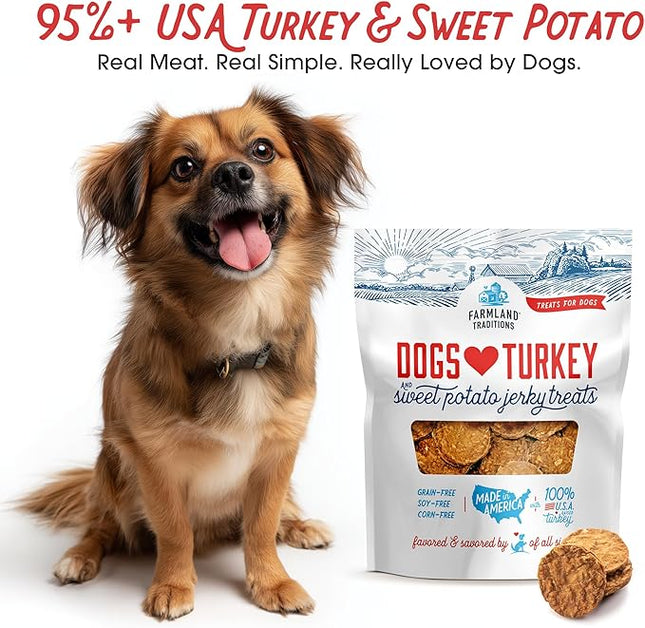 Farmland Traditions Filler Free Dogs Love Turkey & Sweet Potato Premium Jerky Treats for Dogs, 1 lb. Bag