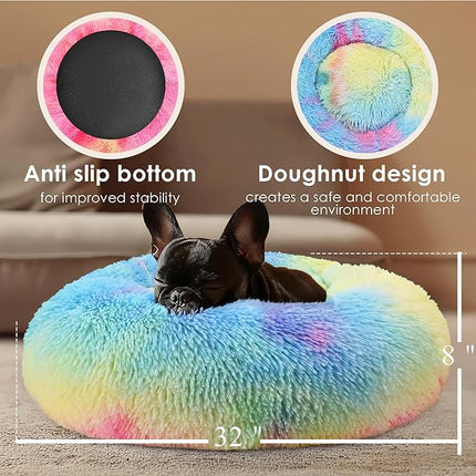 Dog Beds Large Sized Dog and Cats, 32in Pet Beds for Large Pet, Washable Indestructible Extra Large Dog Bed (Rainbow)