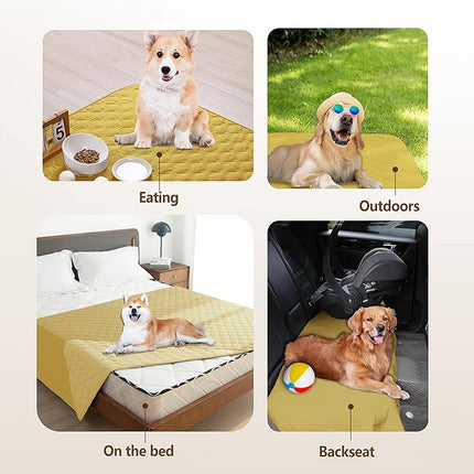 gogobunny 100% Double-Sided Waterproof Dog Bed Cover Pet Blanket Sofa Couch Furniture Protector for Puppy Large Dog Cat, Reversible (68x82 Inch (Pack of 1), Dark Yellow/Light Yellow)