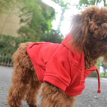 Lovelonglong Blank Basic Hoodie Sweatshirt for Dogs 100% Cotton Fits Small Medium Dachshund Large Dog Red XL