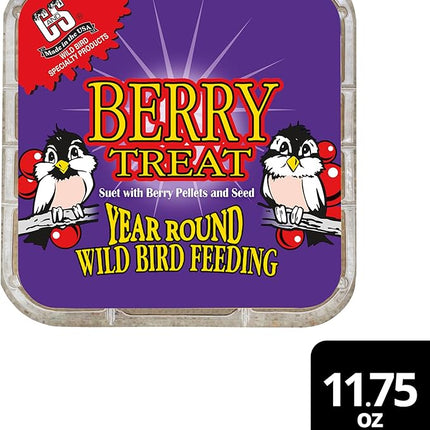 C&S Berry Suet Treat, Wild Bird Food for Robins, Blue Jays, Bluebirds, Tanagers, Thrushes and More, 8 Pack
