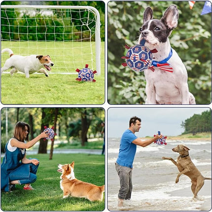 Diman Dog Toy Soccer Ball : Outdoor Dog Toys, Dog's Independence Day Gift, Dogs Soccer Ball with Straps for Tug of War, Pet Birthday Gift for Small Medium (6 Inch)