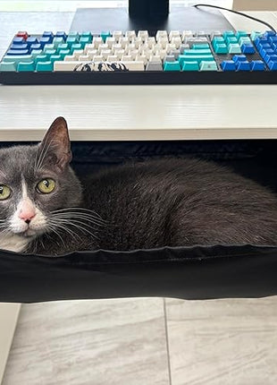 Cat Desk Bed - Hammock for Keeping Cat or Pet Off Desk - Save Space While Work or Gaming - Mount is Included (Black)