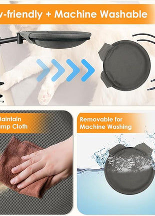 Cat Desk Bed, 360° Rotating & Adjustable Shelf Mount, Elevated Cat Hammock with Washable Air Mesh Fabric Nest, Breathable & Comfortable for Indoor Kitten Cats