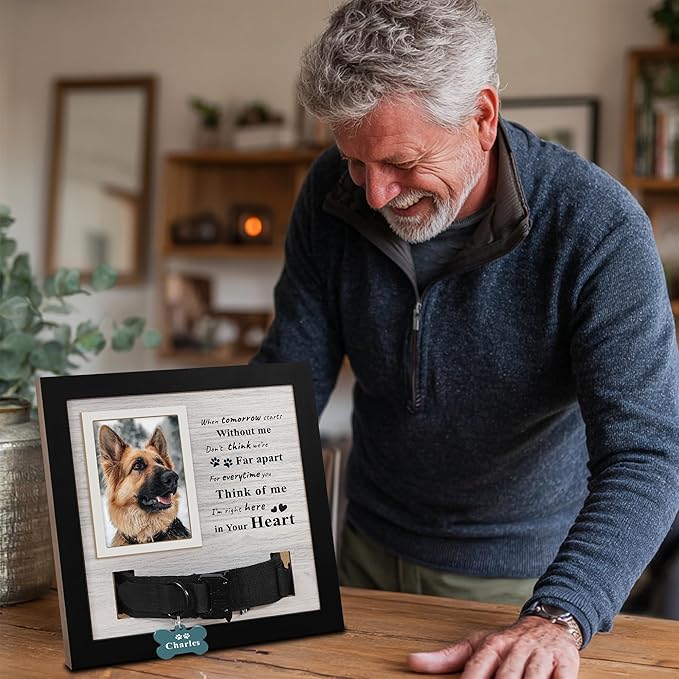 Dog Loss Gifts,Pet Memorial Frame with Collar Holder,Dog and Cat Collar Memorial Frame,Pet Memorial Gift for Dogs,Pets Loss Sympathy Gift for Pet Lover,Dog Moms-TSMW