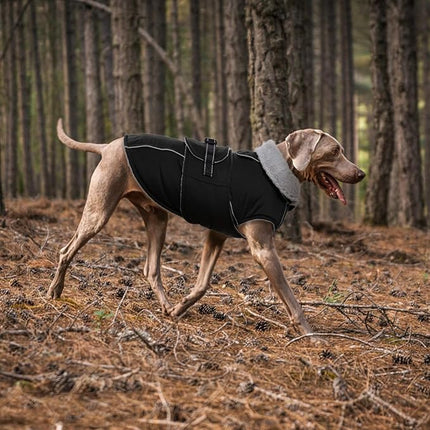 Lelepet Warm Dog Coat Reflective Dog Fleece Vest Waterproof Jacket Windproof Winter Cold Weather Coats with Adjustable Buckle Jackets for Dogs, Black, M