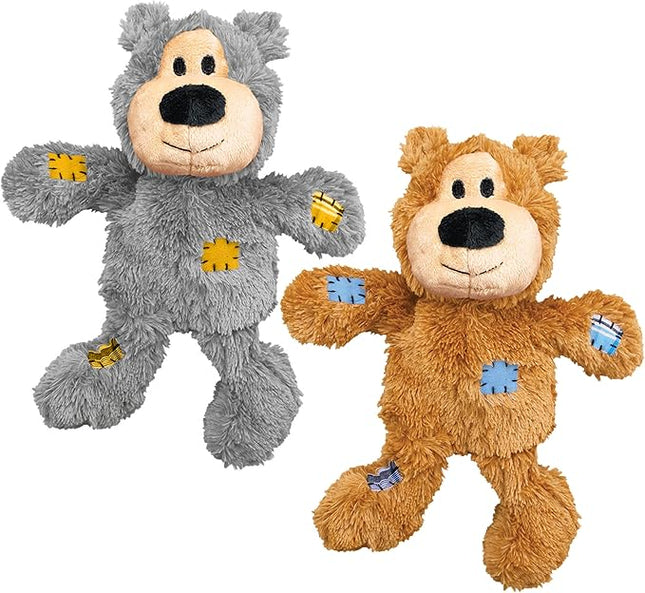KONG Wild Knots Bears - Durable Dog Toys with Internal Knotted Ropes and Minimal Stuffing for Less Mess (Assorted Colors) (Small/Medium (2 Pack))