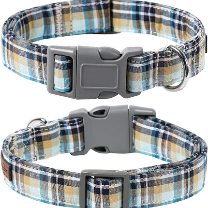 Lionet Paws Dog and Cat Collar with Bowtie Grid Collar Plastic Buckle Light Adjustable Collars for Small Medium Large Dogs