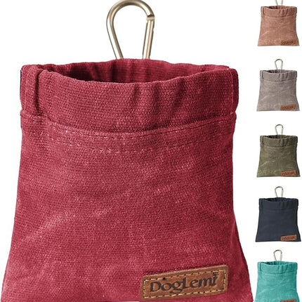 ETIAL Dog Treat Pouch,Portable Puppy Dog Training Treat Bag,Hand Free Dog Walking Bag,Auto Closing Pet Feed Snack Reward Pocket,Dog Food Dispenser for Pet Puppy Travel or Outdoor Use (Red)