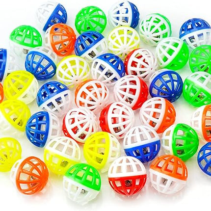 CHIWAVA 45PCS 1.6" Cat Toy Balls with Bells - Plastic Lattice Jingle Balls for Kittens, Interactive Chasing & Pounce Rattle Toys, Assorted Colors