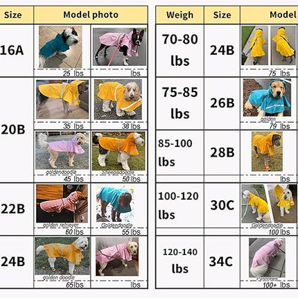 HAPEE Dog Raincoats with Reflective Strip Hoodie,Poncho Jacket for Large Dogs fit Golden Retriever Doodle (D4-Pink, 22B (55-65 lbs))