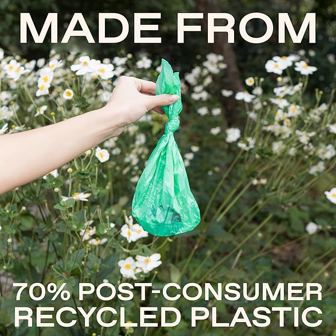 Springer Premium Dog Poop Bags with Dispenser Holder Included, 300 Count, Leak Proof and Thick Waste Bag Refill Rolls, Unscented, Made from Recycled Plastic with Easy to Open Tab