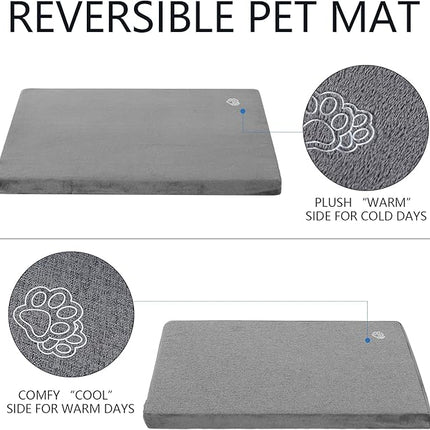 EMPSIGN Stylish Dog Bed Mat Dog Crate Pad Mattress Reversible (Cool & Warm), Water Proof Linings, Removable Machine Washable Cover, Firm Support Small to XX Large Dogs, Grey,XL(41''''*28''''*3'''')
