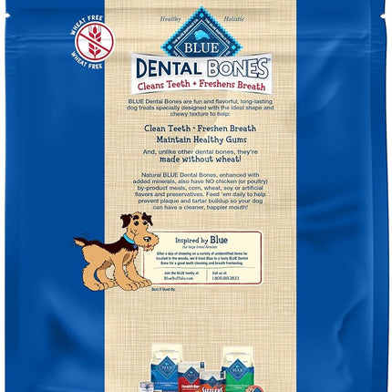 Blue Buffalo Dental Bones Regular Natural Dental Chew Dog Treats Bag Jumbo Pack, 36oz. Bag