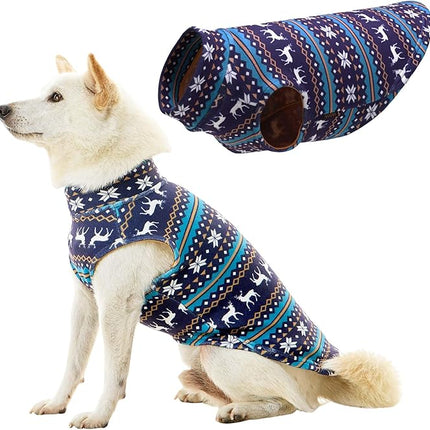 Gooby Stretch Fleece Vest Dog Sweater - Deer Blue, X-Small - Warm Pullover Super Stretchy Fleece Dog Jacket for Small to Large Dogs