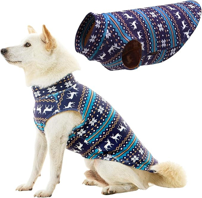 Gooby Stretch Fleece Vest Dog Sweater - Deer Blue, X-Small - Warm Pullover Super Stretchy Fleece Dog Jacket for Small to Large Dogs