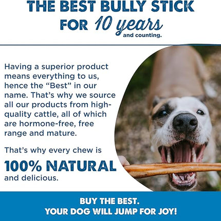 Best Bully Sticks Odorless 4-8 Inch Bully Sticks for Dogs - 8 oz (Pack of 1) - Natural Grass-Fed Beef, No Rawhide, Grain and Odor Free Chew Treat - Small, Medium, Large Breeds, Puppies
