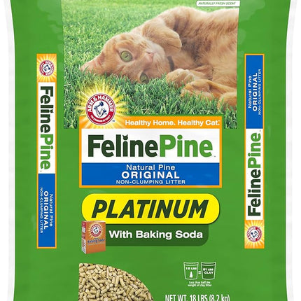 Feline Pine Platinum Non-Clumping Cat Litter, Feline Pine Cat Litter 18lb