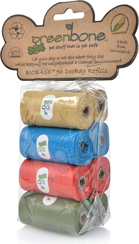 BioBase Pet Poop Bags - 8 Rolls, 96 Bags - 13 Inch x 9 Inch