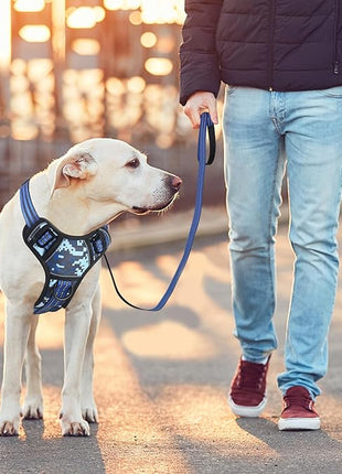BUMBIN Dog Harness for Large Dogs, No Pull Adjustable No Choke Pet Vest with Dog Leash Fit Smart Reflective Pet Walking Harness for Training Easy Control Soft Handle Blue Camo L