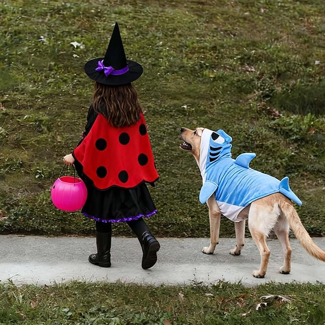 Halloween Dog Shark Costume Outfits for Large Dog Winter Fleece Puppy Jacket Coat Hoodie Funny Dog Clothes Golden Retriever(7XL, Blue)