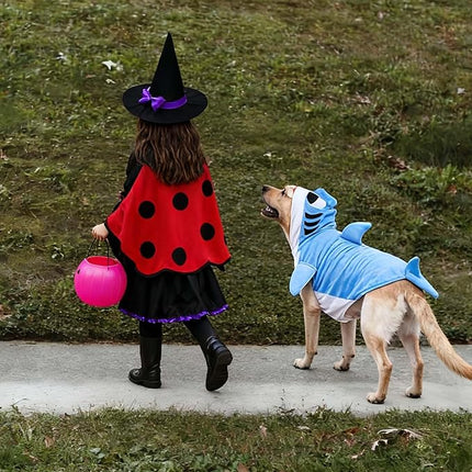 Halloween Dog Shark Costume Outfits for Large Dog Winter Fleece Puppy Jacket Coat Hoodie Funny Dog Clothes Golden Retriever (4XL, Blue)