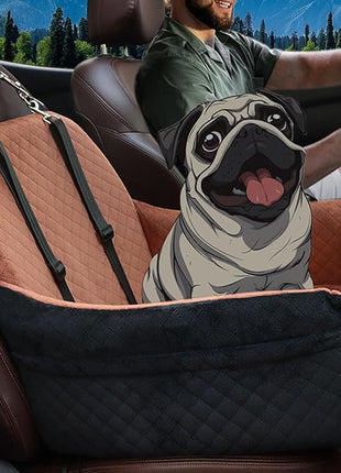 Car Dog Seat,Pet Booster Carseats for Dogs up to 25lbs,Safe and Comfy Puppy Travel Car Bed with Storage Pockets and 2 Safety Belt,Ultra Soft Fabric, Easy to Install,Fully Removable Washable.