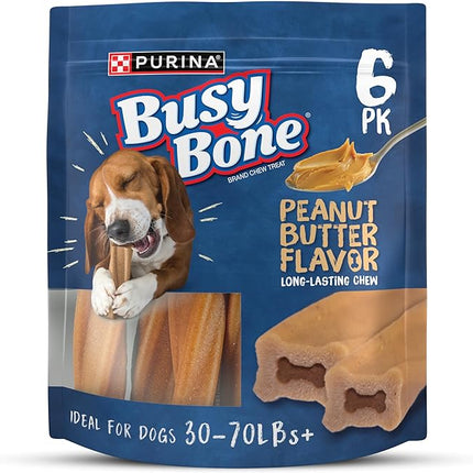 Purina Busy Bone Adult Dog Chew Bone Treats, Peanut Butter - 6 ct. Pouch
