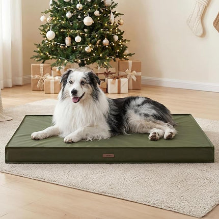 LE SURE Outdoor Waterproof Dog Beds Large Sized Dog, Orthopedic Egg Crate Foam Pet Bed with Oxford Fabric Surface and Removable Washable Cover, Pet Mat 36''x27'', Green