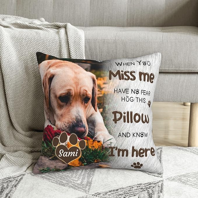 Funnylife Personalized Pet Memorial Throw Pillow with Photo Pet Memorial Gifts for Dogs Cats Loss of Dog Sympathy Gift Dog Bereavement Remembrance Picture Pillow