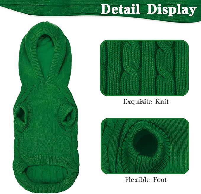 PUPTECK Winter Dog Cat Sweater Coat - Soft Cold Weather Clothes Knitwear for Kitties & Small Dogs Indoor Outdoor Walking Warm, Knitted Classic for Doggies Kitties Girls Boys, Light Green M